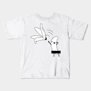 Crazy banana, black & white Kids T-Shirt